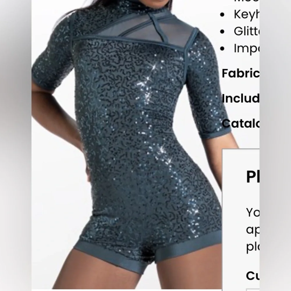 Weissman Black Sequins Dance Biketard